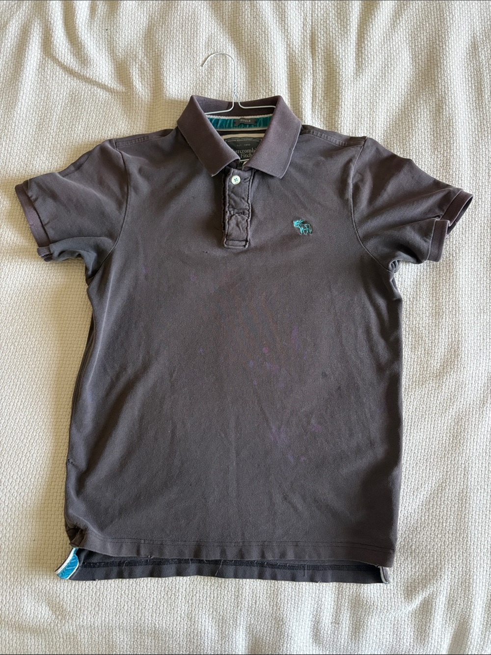 Vintage Abercrombie & Fitch Dark Gray Polo with Teal Logo
